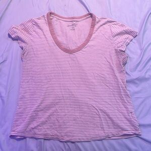 A pink stripped shirt
